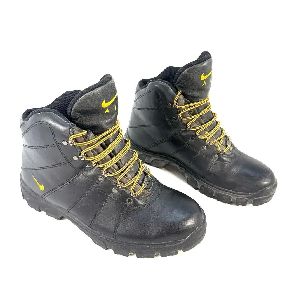 Vtg 1997 Nike Air ACG Black Leather Heavy Duty Hiking Mountain Trek Boot US 10